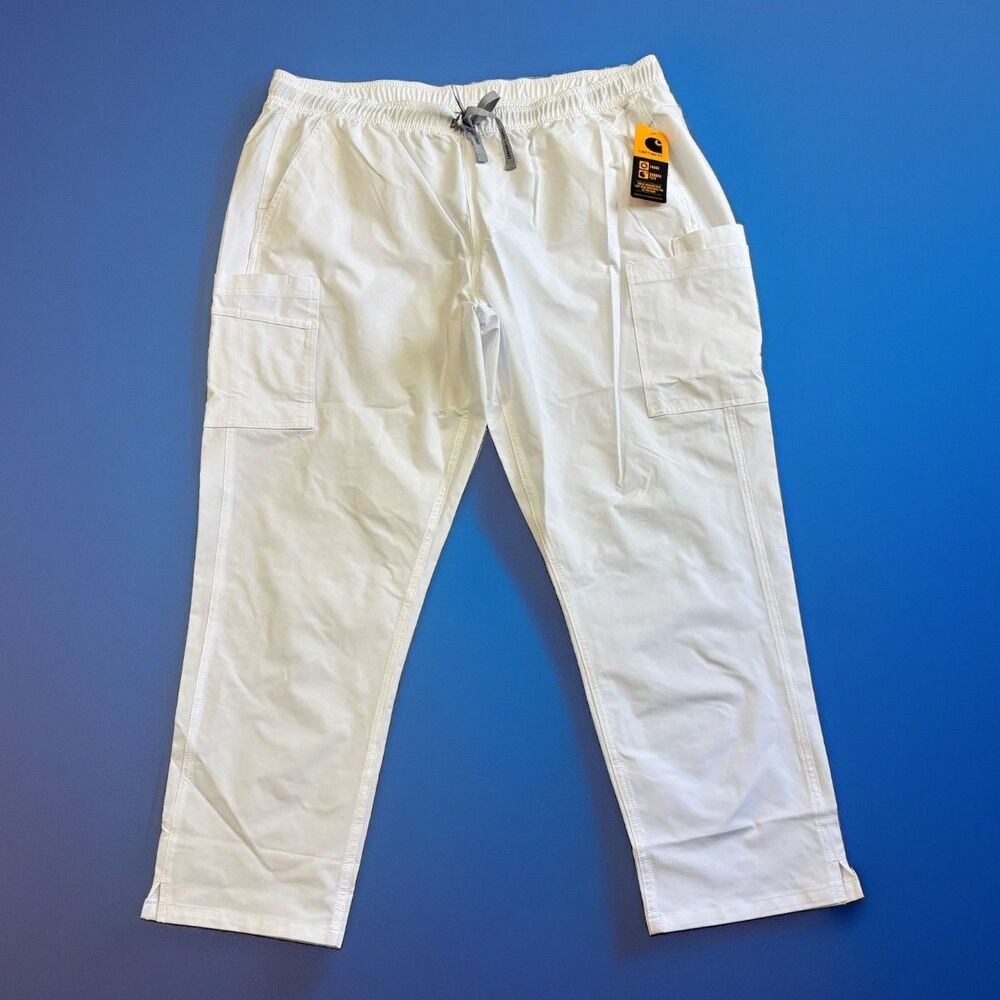 Carhartt White Pants Scrubs Women's Size 2XL Petite NEW C51213 Tech RN MD LPN